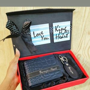 Customize Leather wallet keychain set